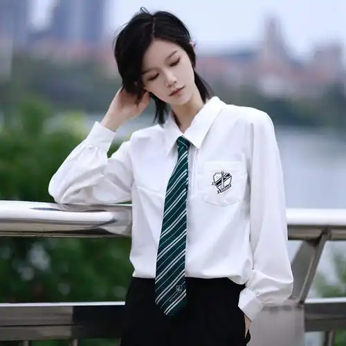 二小姐tr刺绣尖领长袖衬衫jk面料新款原创学生校服