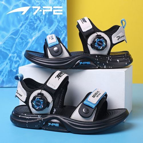 七波辉儿童凉鞋2023夏季新款青少年凉鞋防滑外出百搭纽扣沙滩鞋男