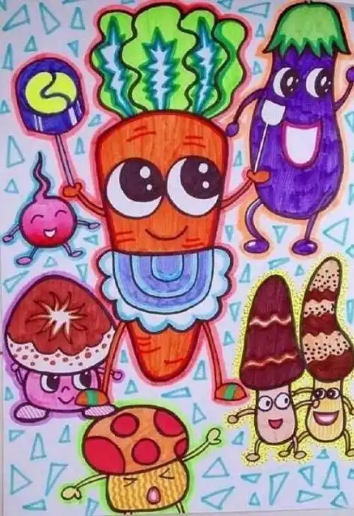 双流兴兴幼儿园德班绘画—《蔬菜娃娃》