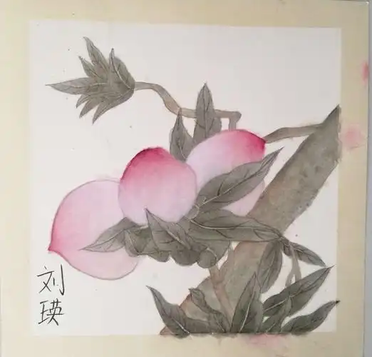 工笔作品《寿桃》
