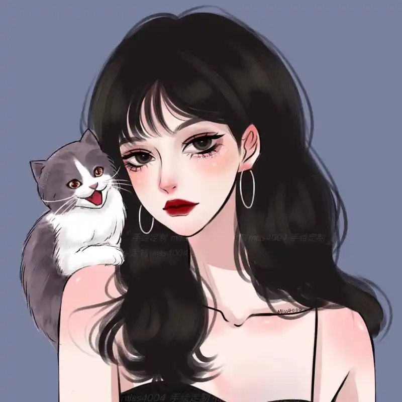 高冷女生漫画头像 手绘头像  头像画画