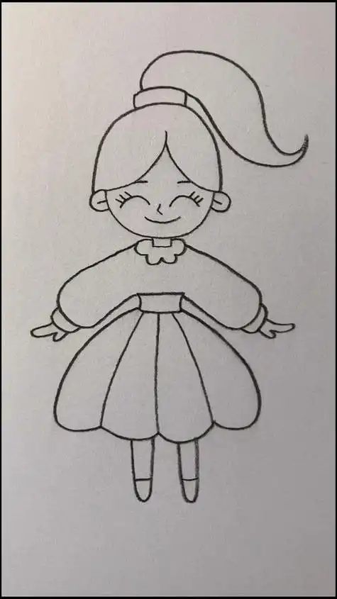简笔画小女孩马尾辫