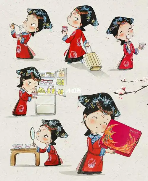 画一组清朝格格的精致宫廷养生生活