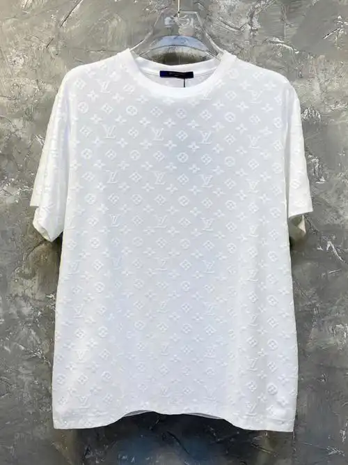 louisvuitton男士提花纯白t恤