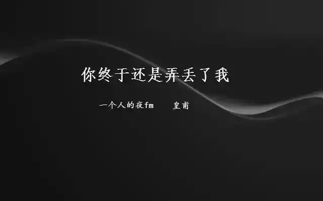 一个人的夜你终于还是弄丢了我