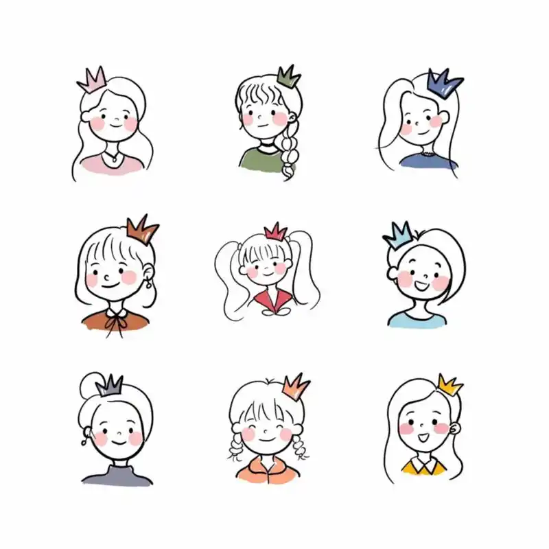 女生头像 | 简笔画头像ins风少女可爱头像