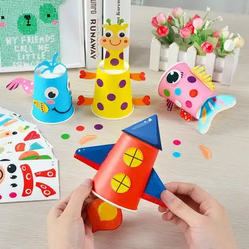 贴画纸杯益智作品工区意美园创幼儿包幼儿材料手工创意粘贴类