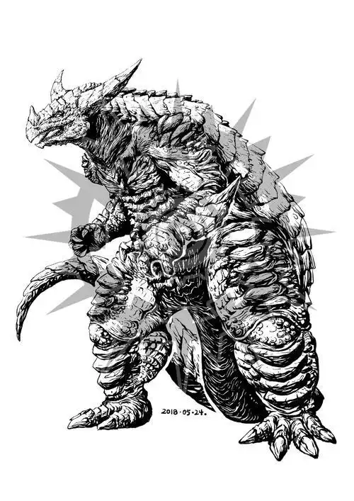 五大怪兽哥莫拉的简笔画