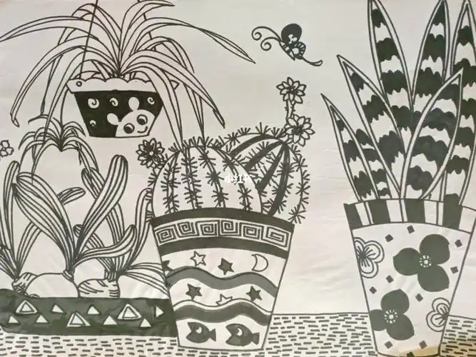 挑战儿童线描画第七天窗台上的花