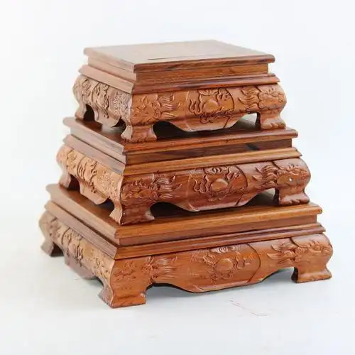 实木底座正方形架子底座黑檀实木小台几盆景架子花房创意摆件—木雕