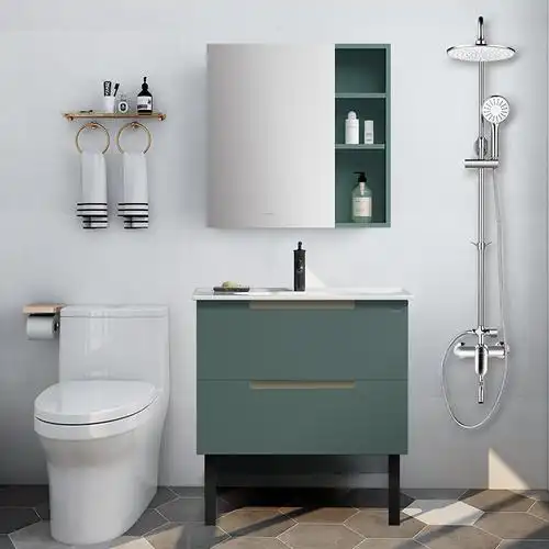 jomoo九牧 浴室柜组合北欧ins风洗漱台 挂墙式多层实木面盆柜套装