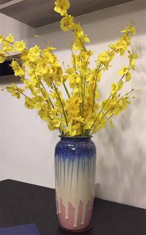 黄色跳舞兰仿真花束塑料绢花插花假花室内装饰花干花摆设客厅摆件