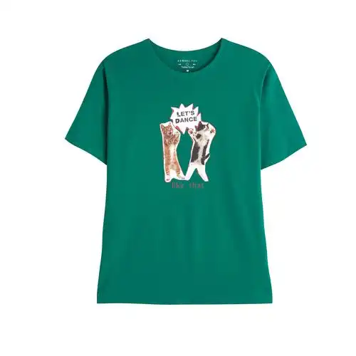 今日dance情侣恤衫短袖跳舞猫咪艺术let设计t恤