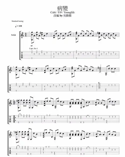 病变指弹吉他谱1-cubi
