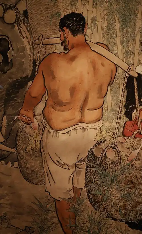 愚公移山 原画及细部(国画) 徐悲鸿