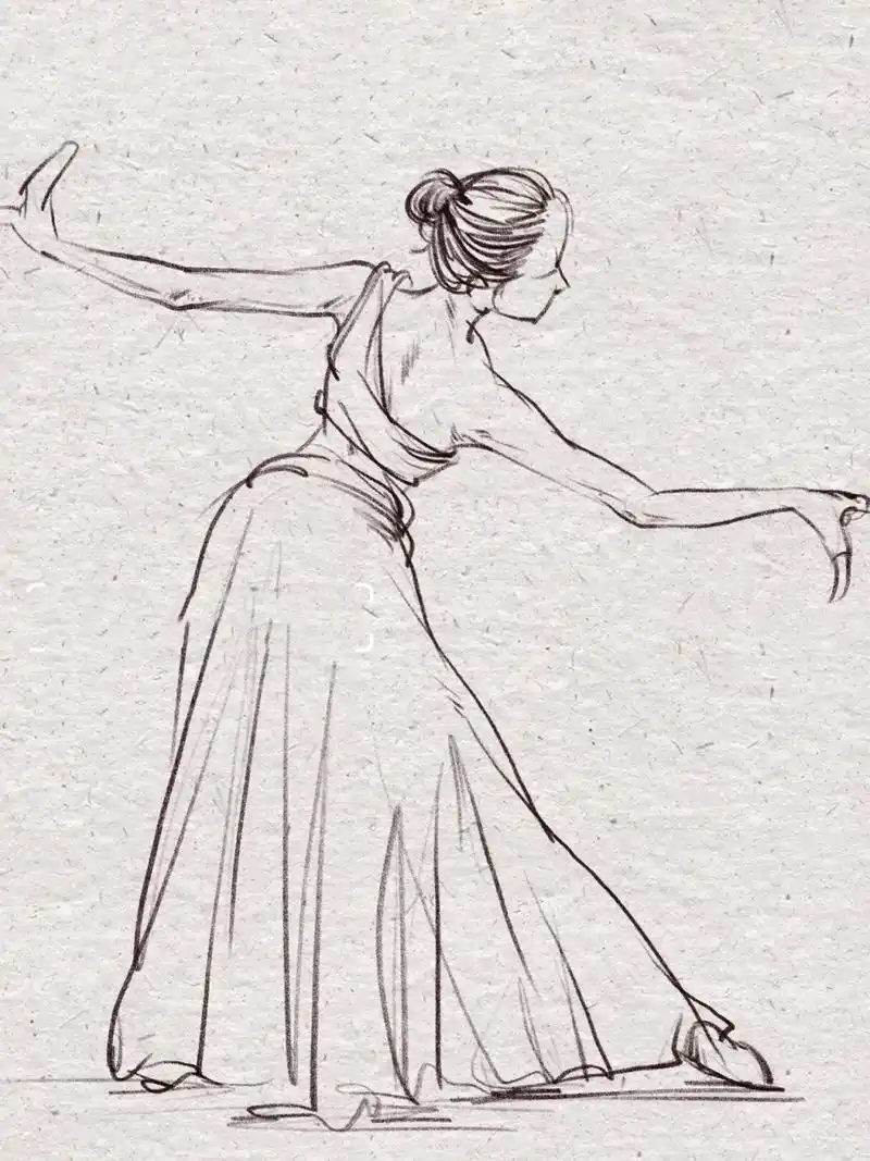 7715动态速写|线条绘制出傣族风情舞蹈动作 朋友们都说喜欢看我画