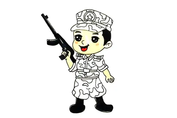 特种兵简笔画步骤-图5