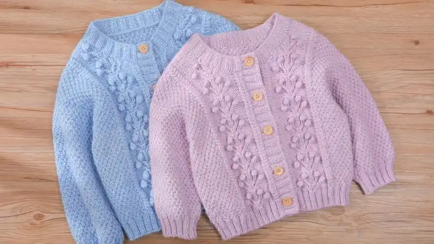 毛儿手作【第802期】花枝 南瓜团儿童豆豆开衫棒针编织教程