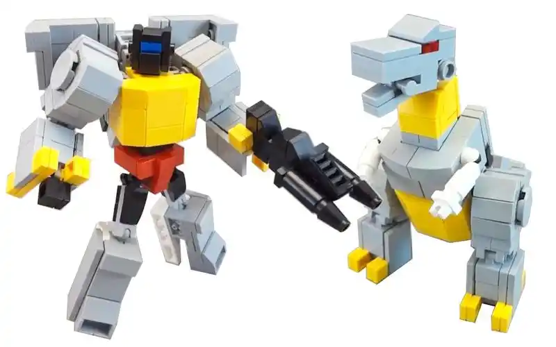 乐高moc作品变形金刚g1机器恐龙钢索变形展示