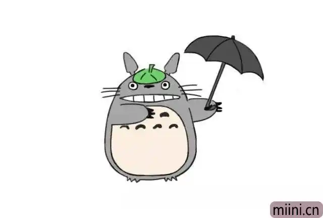 拿着雨伞的可爱龙猫简笔画步骤教程保护伞的简笔画和服撑伞动漫简笔画