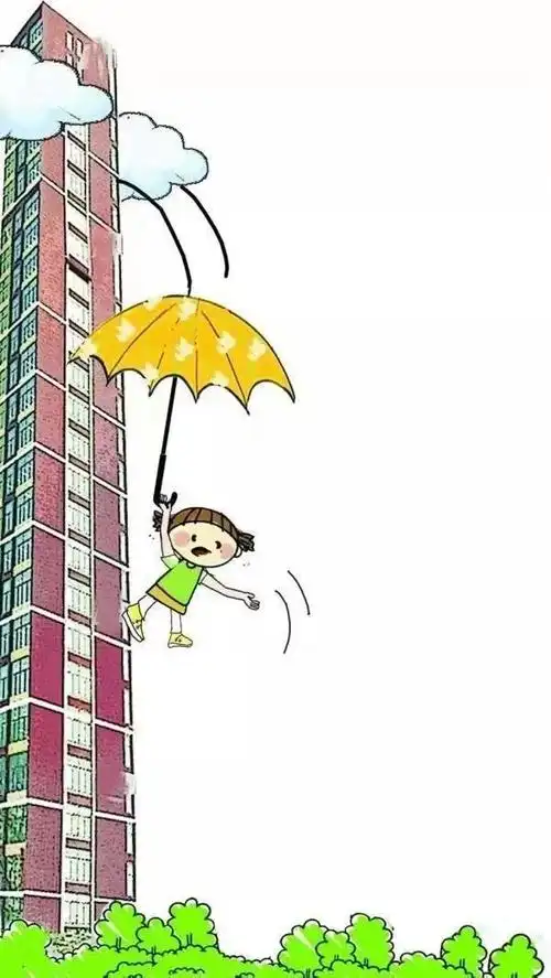 学动画片,儿童撑雨伞从26楼跳下受伤,学以致用对,但用错了地方