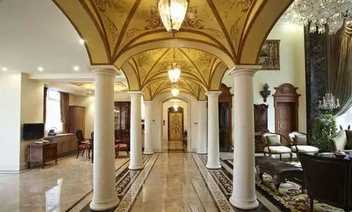 高档欧式干挂大理石别墅大门口柱子效果图