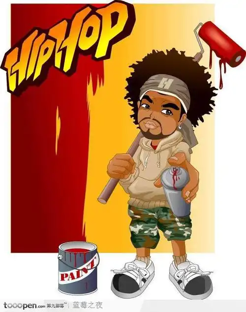 嘻哈人物-玩油漆涂鸦的嘻哈少年