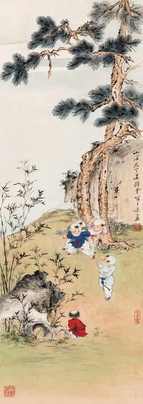 0158 婴戏图 镜心 设色纸本