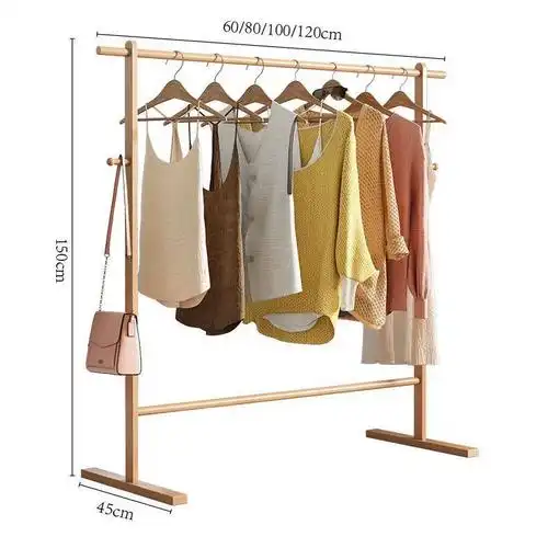 衣架实木简易挂衣架晾衣架衣服架子室内卧室家用收纳衣帽架落地