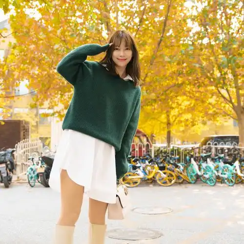 tagnew墨绿色宽松慵懒套头针织上衣潮外穿不规则纯羊绒毛衣时尚女