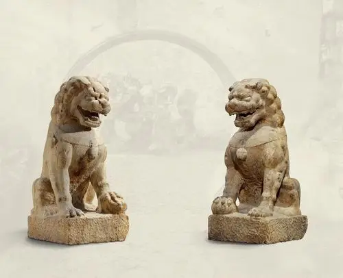 明或明以前·青石石狮一对-中国历代庭园艺术·石雕专场- 西泠印社