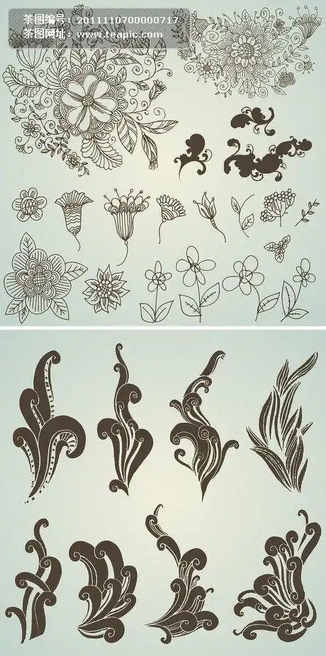 多款实用的花草装饰纹样矢量素材
