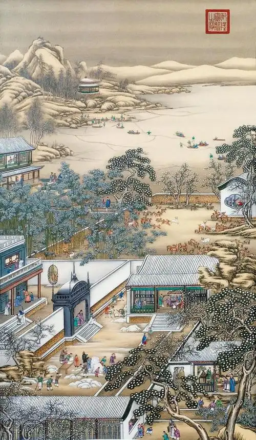 清宫十二月令图轴全套珍品 (图文)