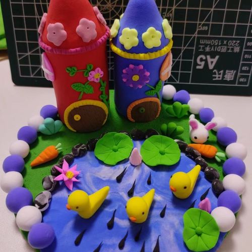 创意成品纯手工粘土幼儿园了场景中小学作业diy超轻黏土童趣孩子