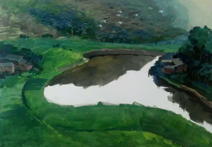 丁夫力水粉风景画展示