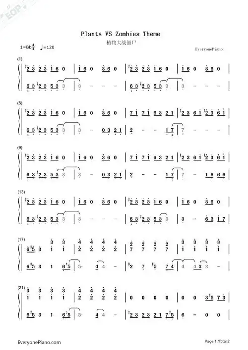 植物大战僵尸背景音乐钢琴版plantsvszombies