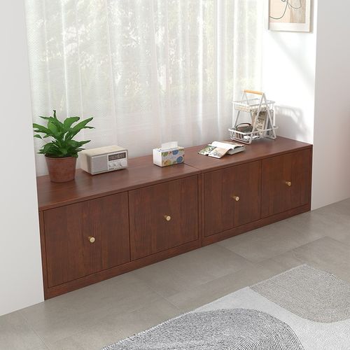 飘窗实木柜储物柜可坐落地阳台置物矮柜地收纳飘窗柜