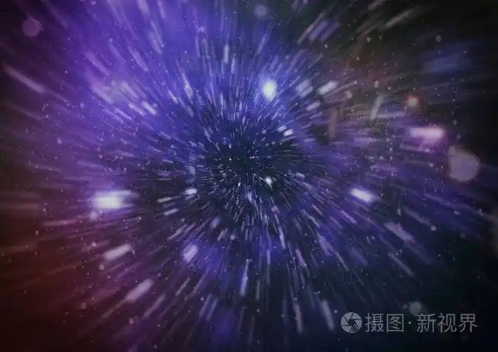 爆炸和扩张的移动者带虫洞的环形动画星际穿越带星系和恒星的蓝色力场
