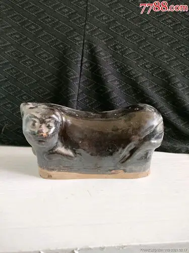 民国磁州窑黑釉猫枕,_第1张_7788陶瓷
