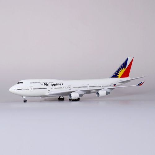 47厘米波音747飞机航模塑料仿真拼装客机菲律宾航空模型塑料带轮