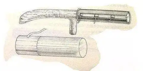 图3 拐子铳带有曲柄的连发火绳枪,明朝称为"万胜佛朗机" 但是,这也