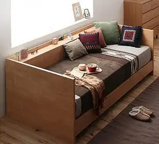 宜家实木单人床 沙发床 坐卧两用含床垫 多功能储物床 板式床