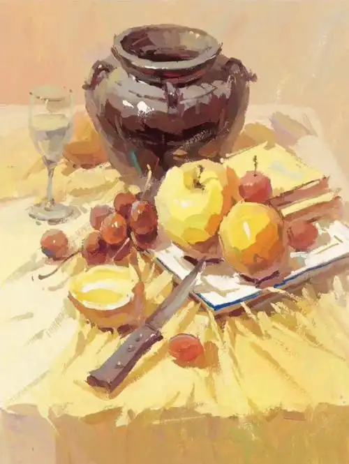 竖构图的色彩静物作品图集,优秀临摹高清色彩作品图片