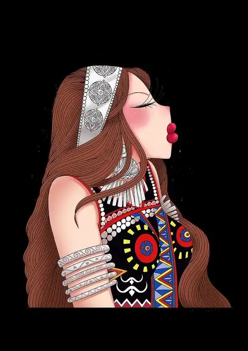 云南少数民族少女插画设计