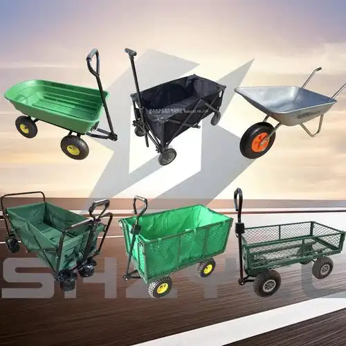 花园拉货四轮网车 搬运车手推工具车 运货车牵引平板拖车tc1840