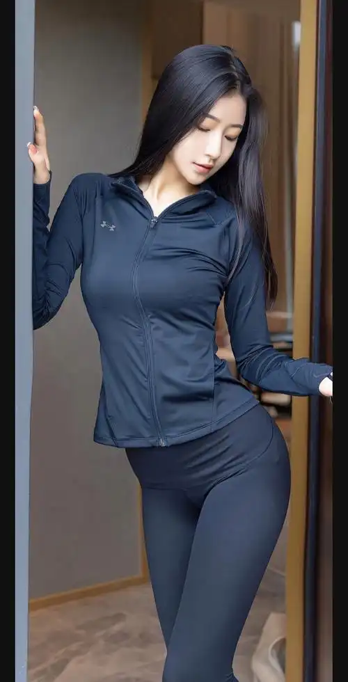 黑色紧身衣包裹下的惹火身材