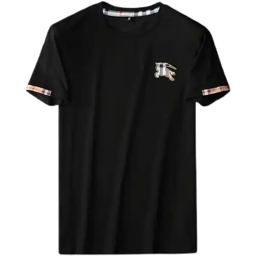 轻奢时尚欧美潮牌巴宝莉刺绣高端丝光短袖百搭t恤