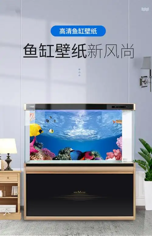 鱼缸背景纸壁纸水族箱贴纸装饰3d立体背景板画高清图底板纸装饰 双面