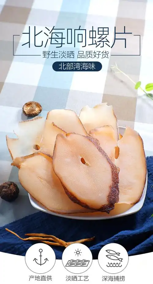 魃鲜淡干响螺片500海螺肉海鲜海产干货海产品响螺干500g6袋
