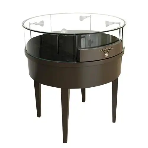 赣合新款陈列柜圆形展示柜饰品柜台中岛展柜烤漆圆柜台珠宝玻璃柜